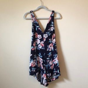 blue floral romper